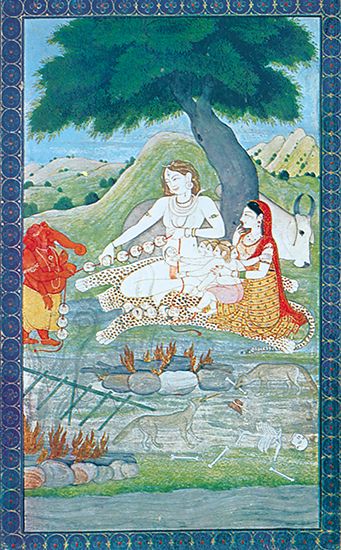 Shiva and his family at the burning ground