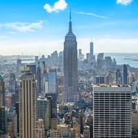 Beautiful skyline of Midtown Manhattan from Rockefeller Observatory - Top of the Rock - New York, USA