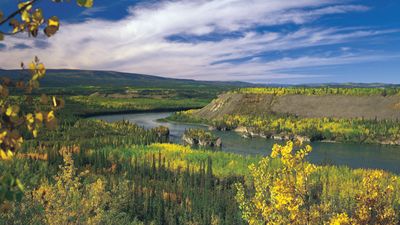 Five Finger Rapid on the upper Yukon River in Yukon.