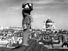 Aircraft spotter on the roof of a building in London with St. Paul's Cathedral in the background, ca. 1940 exact date unknown. Battle of Britain, The Blitz, World War II, Great Britain