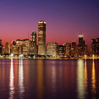 Chicago skyline at sunset, Illinois