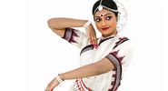 Odissi Indian classical female dancer on white background. (Indian dancer; classical dancer; Indian dance)