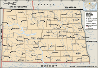 map of North Dakota