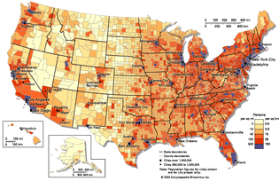 population density of the United States