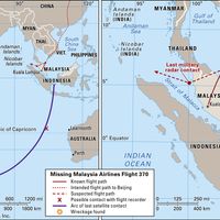 flight path of Malaysia Airlines flight 370