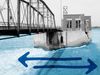 The video thumbnail image shows a black and white bridge over blue water. Blue arrows show that the flow of the water was switched from one direction to the other.