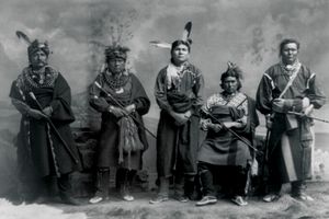 Fox men in traditional clothing, photograph by C.M. Bell, c. 1890.