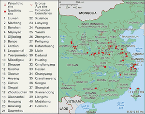 principal sites of prehistoric and Shang China