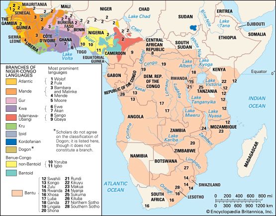 distribution of the Niger-Congo languages