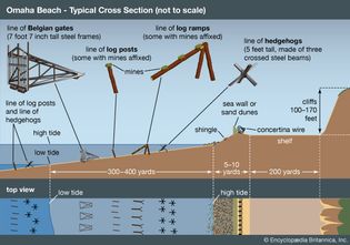 cross section of Omaha Beach during the Normandy Invasion