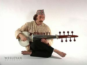 Watch and hear a person playing the sarod, a stringed instrument of Hindustani music