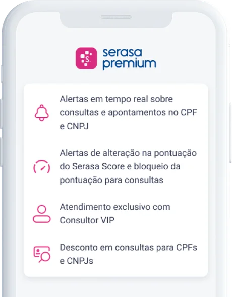 tela de alerta do Serasa Premium