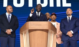 Yusef Salaam speaks at the Democratic National Convention in Chicago. 