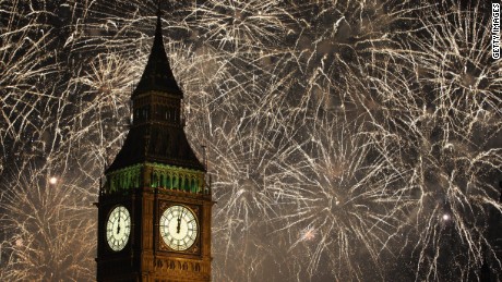 Fireworks light up the London skyline and Big Ben just after midnight on January 1, 2012. 