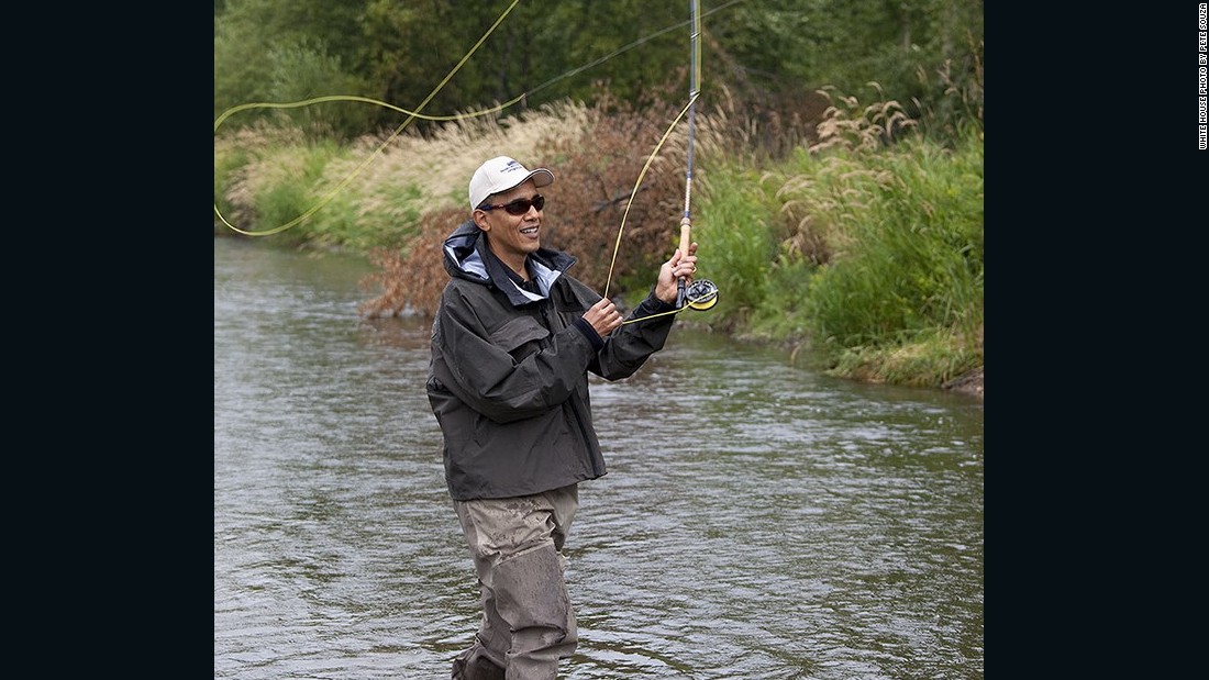 Fly fishing near Bozeman, Montana, on August 14, 2009. 