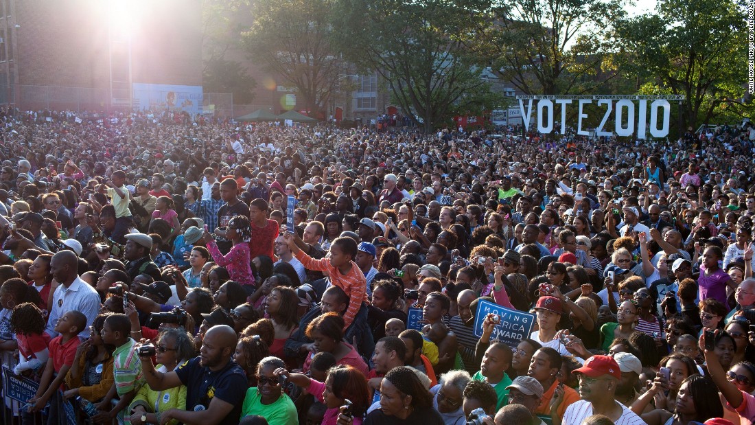 Addressing a rally in Philadelphia, Pennsylvania, on October 10, 2010. 