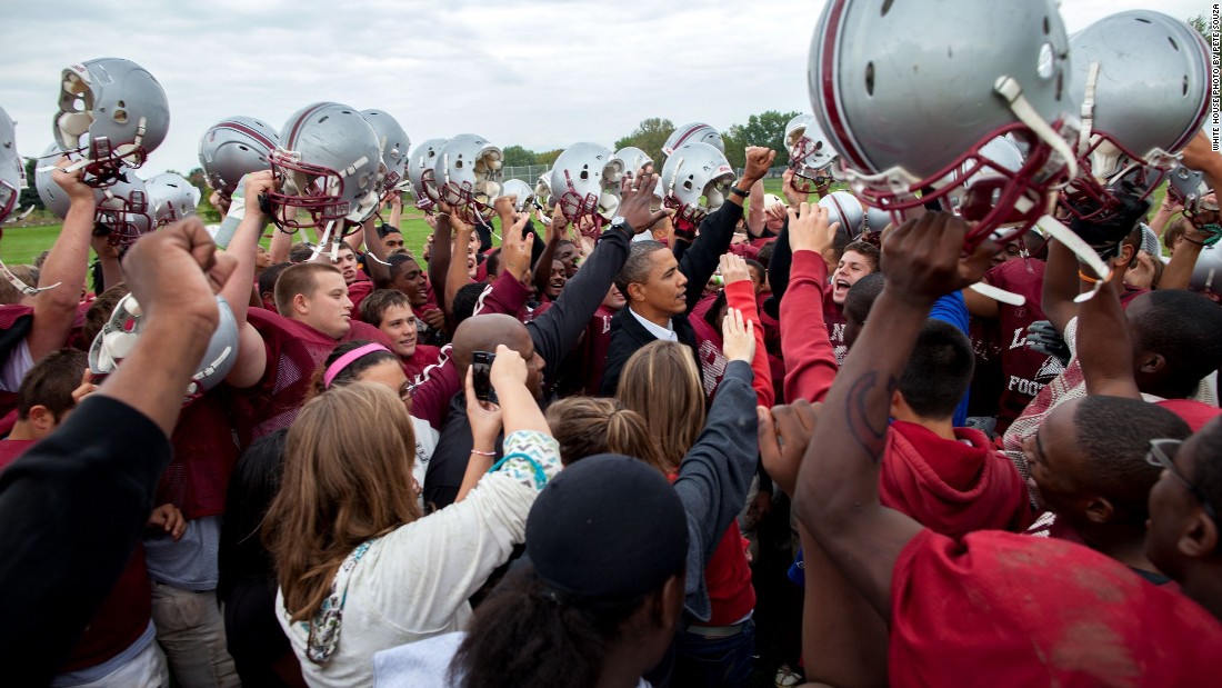 Cheering with the La Follette Lancers football team during their practice in Madison, Wisconsin, on September 28, 2010.