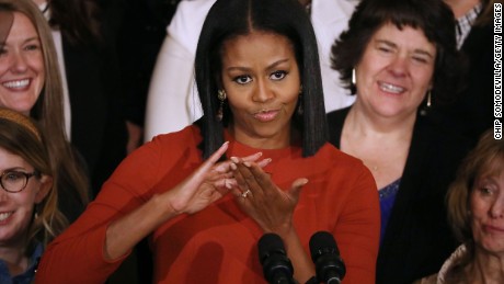 WASHINGTON, DC - JANUARY 06:  U.S. first lady Michelle Obama delivers remarks during a ceremony honoring the 2017 School Counselor of the Year in the East Room of the White House January 6, 2017 in Washington, DC. These were the last public remarks by the first lady during her husband Barack Obama&#39;s presidency.  (Photo by Chip Somodevilla/Getty Images)