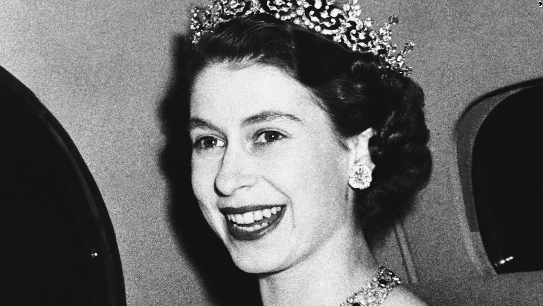 Princess Elizabeth arrives at a state banquet in London in March 1950.