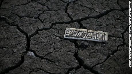 SAN JOSE, CA - JANUARY 28:  A computer keyboard sits on dried and cracked earth that used to be the bottom of the Almaden Reservoir  on January 28, 2014 in San Jose, California. Now in its third straight year of drought conditions, California is experiencing its driest year on record, dating back 119 years, and reservoirs throughout the state have low water levels. Santa Clara County reservoirs are at 3 percent of capacity or lower. California Gov. Jerry Brown officially declared a drought emergency to speed up assistance to local governments, streamline water transfers and potentially ease environmental protection requirements for dam releases.  (Photo by Justin Sullivan/Getty Images)