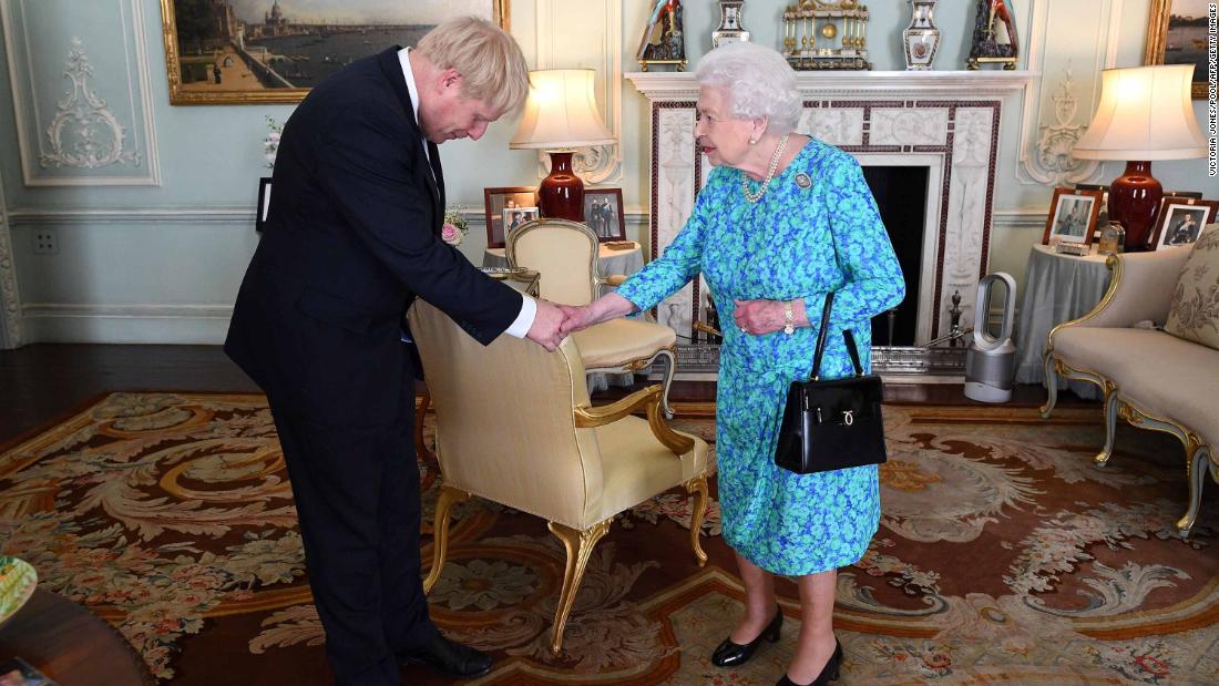 The Queen welcomes Boris Johnson at Buckingham Palace, where she formally invited him to become prime minister in July 2019. Johnson &lt;a href=&quot;https://edition.cnn.com/2019/07/23/uk/boris-johnson-prime-minister-uk-gbr-intl/index.html&quot; target=&quot;_blank&quot;&gt;won the UK&#39;s Conservative Party leadership contest&lt;/a&gt; and replaced Theresa May, who was forced into resigning after members of her Cabinet lost confidence in her inability to secure the UK&#39;s departure from the European Union.