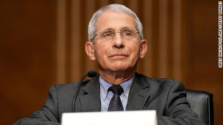 Dr. Anthony Fauci, director of the National Institute of Allergy and Infectious Diseases, speaks during a Senate Health, Education, Labor and Pensions Committee hearing to discuss the on-going federal response to Covid-19 on May 11, 2021 at the US Capitol in Washington, DC. (Photo by Greg Nash/Pool/AFP/Getty Images)