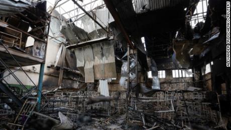 Damage and debris following the shelling at a pre-trial detention center in the course of Ukraine-Russia conflict, in the settlement of Olenivka in the Donetsk Region, Ukraine July 29, 2022.