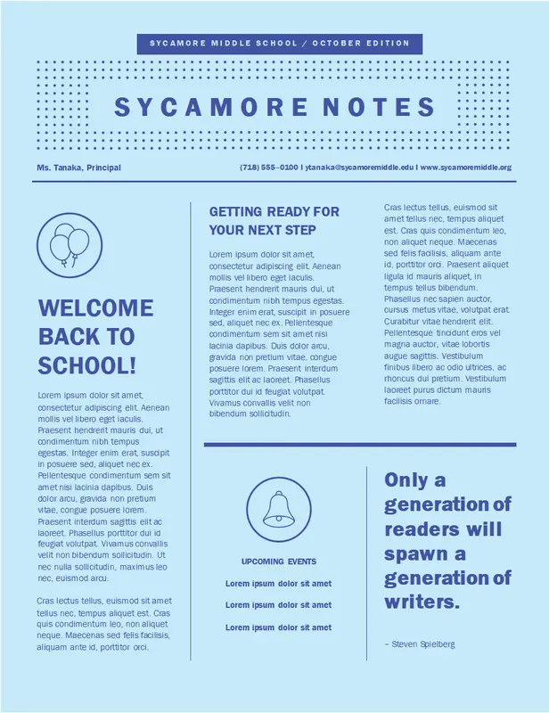 Back to school newsletter blue modern-geometric