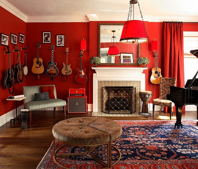 Dramatic living room that is all about music [Design: Dillard Pierce Design Associates]