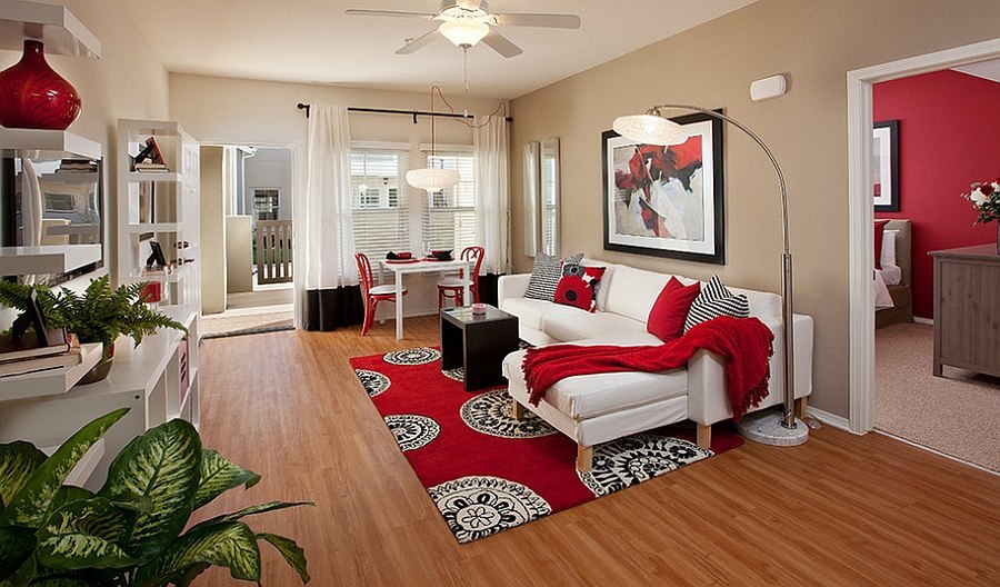 Infuse red in a trendy fashion with smart accents [Design: Borden Interiors & Associates]