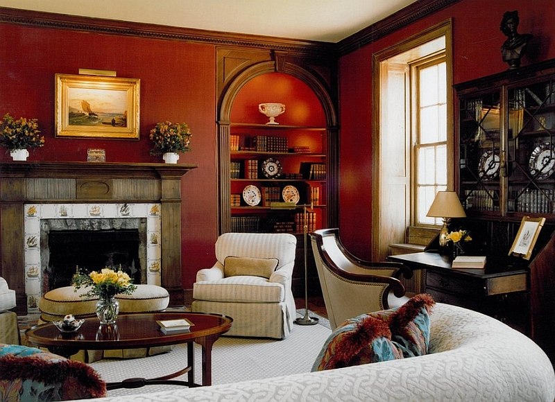 Red is a perfect fit in traditional homes [By: Sroka Design]