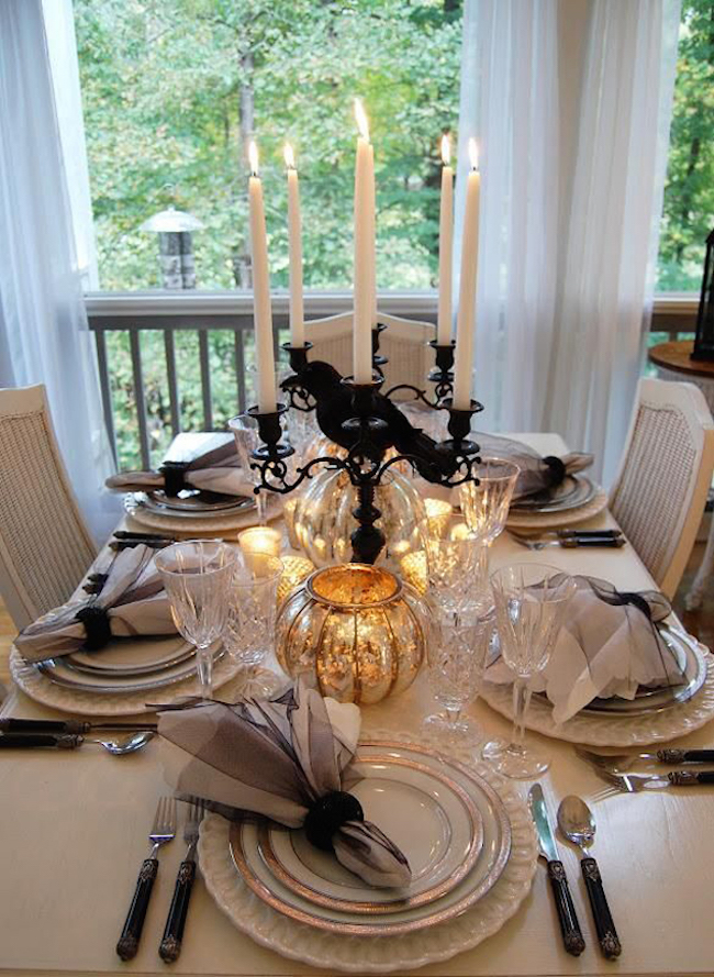 Elegantly subtle Halloween table setting