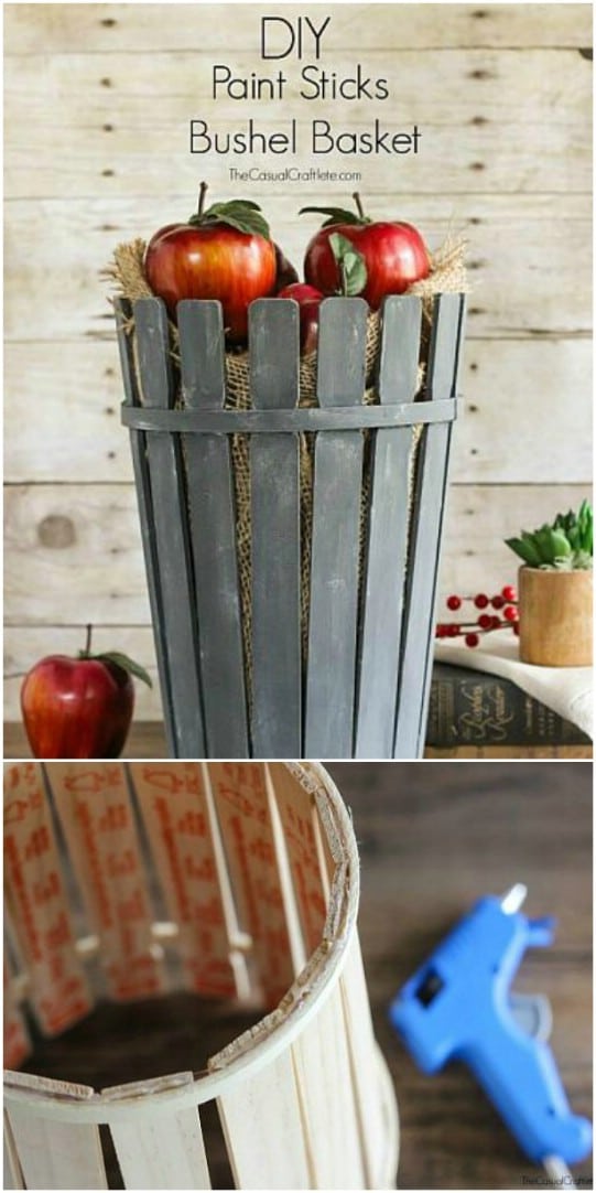 DIY Paint Stick Bushel Basket