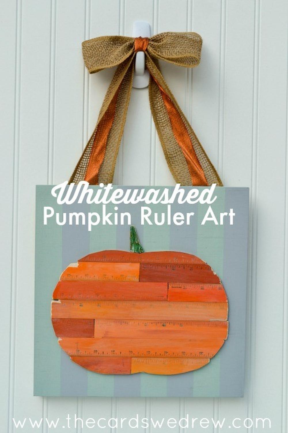 Whitewashed pumpkin ruler art happy thanksgiving sign 