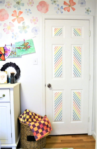 Striped washi tape door