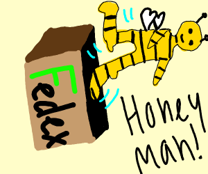 Honey man comes out of a box.