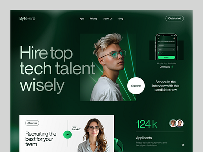 Website for a Talent Platform ✦ ByteHire design interface product service startup ui ux web website