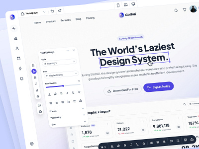 slothUI: World's Laziest Design System | No Code Web Builder UI clean dashboard dashboard ui design system figma gradient minimal modern no code web builder simple slothui soft ui ui kit web builder web builder app web builder dashboard web builder interface web builder ui website builder