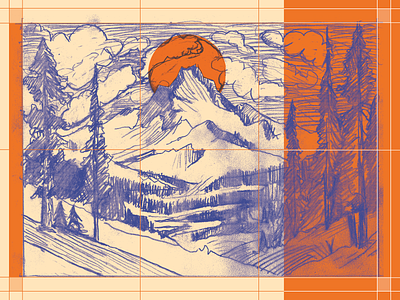 Unused Client Sketch art bitmap design drawing environment illustration landscape mountain paper pine scene series sketch snow texture thirds tiff tracing valley velum