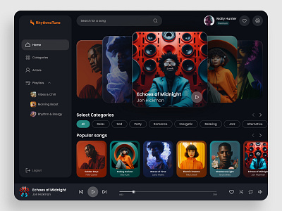 Music Player Platform concept dashboard design music music player product design ui uiux ux website