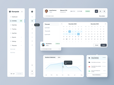 Stampede - Components clean ui components design design system interface menu navigation product design sidebar ui ux web app