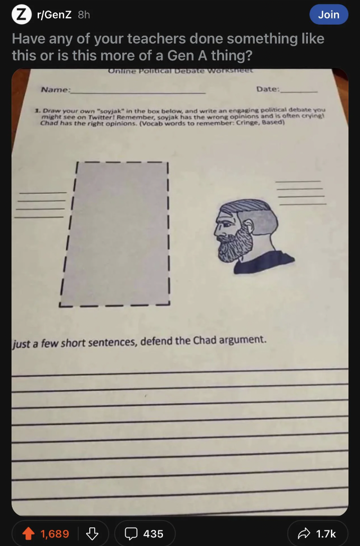 paper - Z rGenz 8h Join Have any of your teachers done something this or is this more of a Gen A thing? Online Pontical Drepare workarbet Name Draw your own in the box below and write an engaging pical devi might see on Twitter Remember, yak has Chad has 