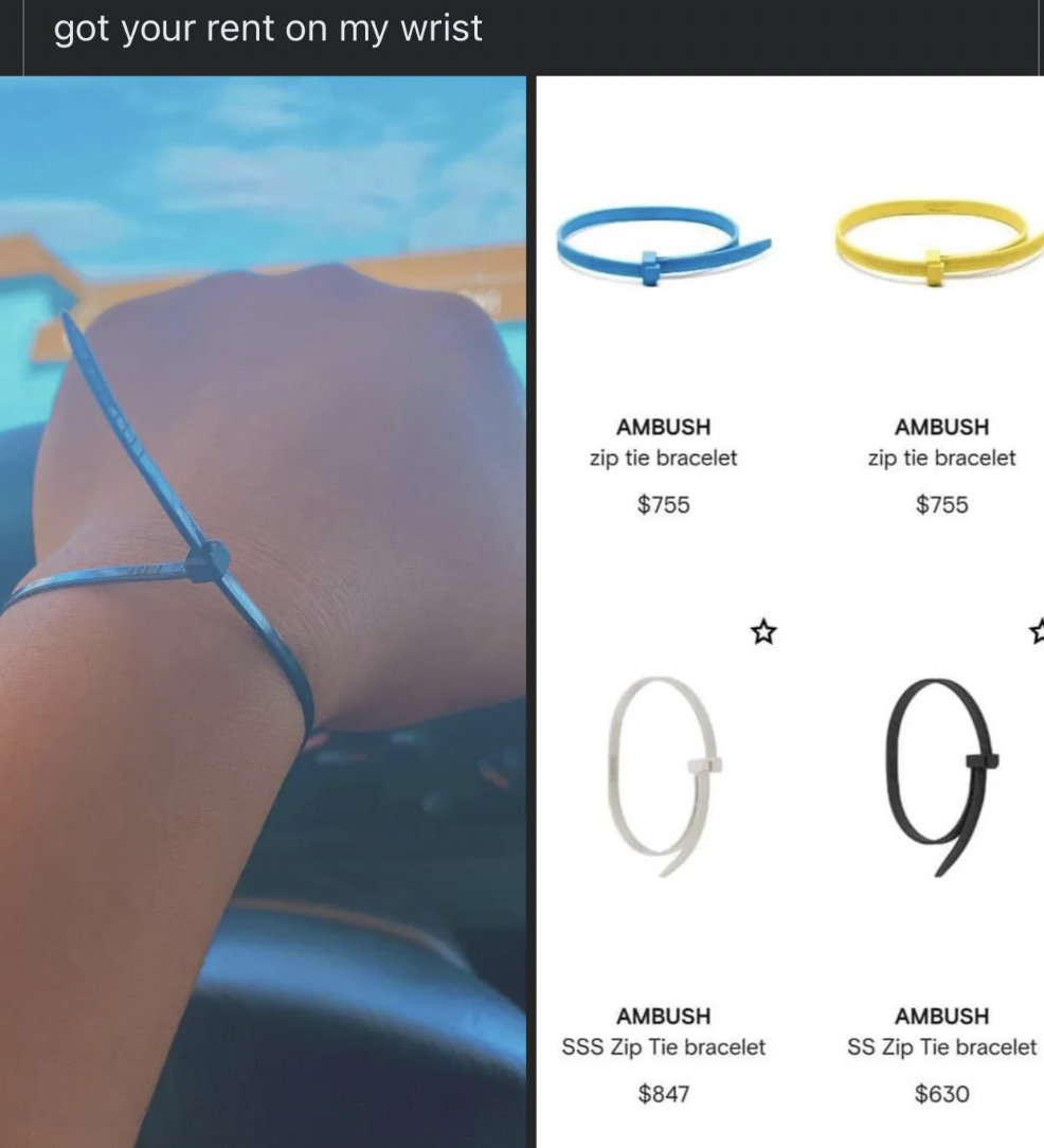 bikini - got your rent on my wrist Ambush zip tie bracelet $755 Ambush zip tie bracelet $755 G G Ambush Sss Zip Tie bracelet $847 Ambush Ss Zip Tie bracelet $630