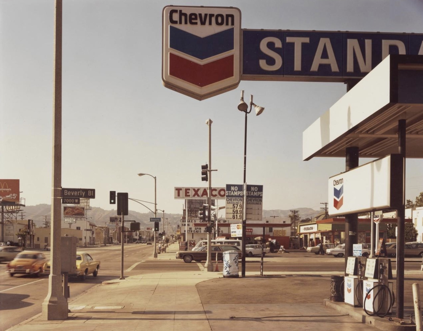 stephen shore photography - cDonald's 25 Beverly Bl 7000 W Hous Beverly Chevron Stand No No Texacostamps Stamps Chevron Chevron Gasolines Gasolines Hi Spin Etreads 57.9 59.9 61.9 tone Tezaco Chevron Inleaded Stac