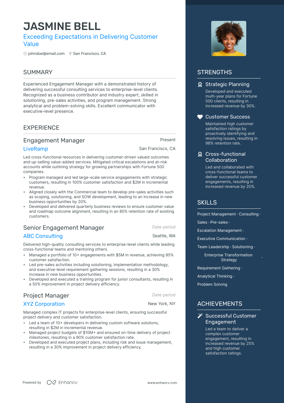 Engagement Manager Resume Examples & Guide for 2022 (Layout, Skills ...