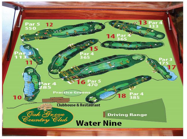 E14228 - 3D Golf Course Map Mounted in Redwood Box Outside