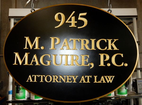 M7347 - Engraved V-Carved Gold-Leaf Gilded Text for an Attorney Sign