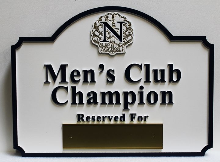  Carved 2.5-D Men's Club Champion Wall or Parking Space Sign, with Replaceable Name Plaque