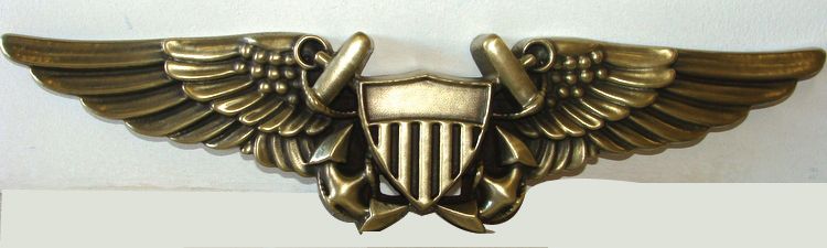 M7171 - Large Brass Naval Flight Officer Wings Wall Plaque