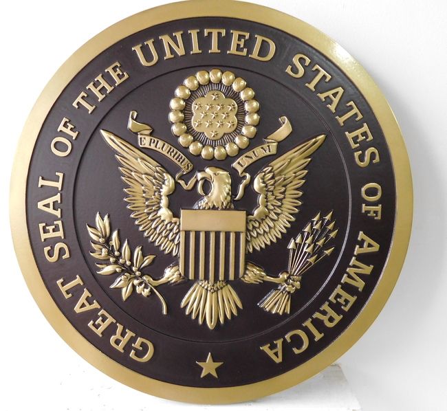 M7123 - 3-D Polished Brass Wall Plaque for the Great Seal of the United States of America